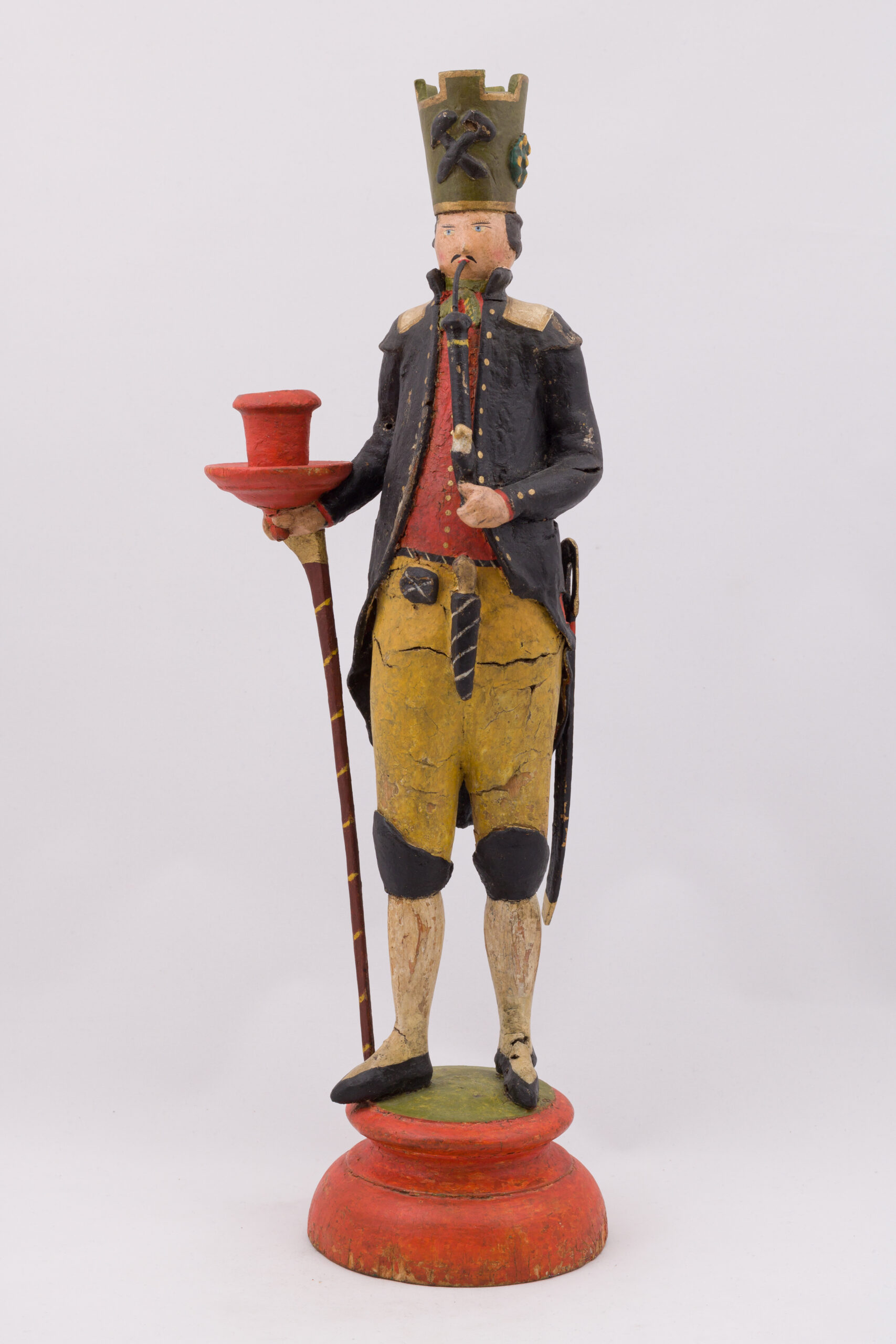 10 Lichterbergmann, Hersteller_ unbekannt, Schneeberg um 1830, Figur wurde freigelegt, farbliche Retusche